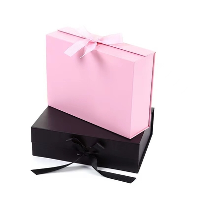 Customized Innovative Biodegradable Packaging Pink Collapsible Gift Boxes With Silk