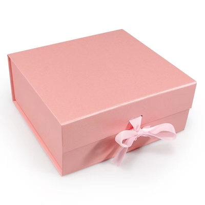 Customized Innovative Biodegradable Packaging Pink Collapsible Gift Boxes With Silk