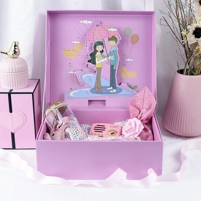 Luxury Innovative Biodegradable Packaging Colorful Flap Gift Box 20x18x8cm