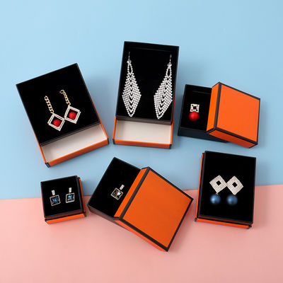Orange Earrings Necklace Jewelry Ornament Box Brooch Ring Gift Wrap Box