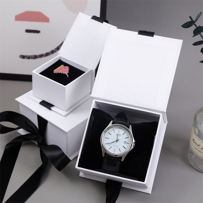 Cardboard Paper Jewelry Set Box For Ring Necklace Rectangle Foam Filled 7x9x3cm