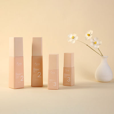 Hot 40ml Square Perfume Bottle Pink Frosted Borosilicate Serum Glass Bottle in Customized Colors and Logo/Graphic Design