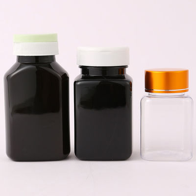 30cc 60cc 80cc 100cc 120cc 150cc 200cc 250cc Black Square Shape Plastic Empty Vitamin Pill Capsule PET Bottle with Flip Cap