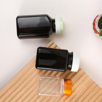 30cc 60cc 80cc 100cc 120cc 150cc 200cc 250cc Black Square Shape Plastic Empty Vitamin Pill Capsule PET Bottle with Flip Cap