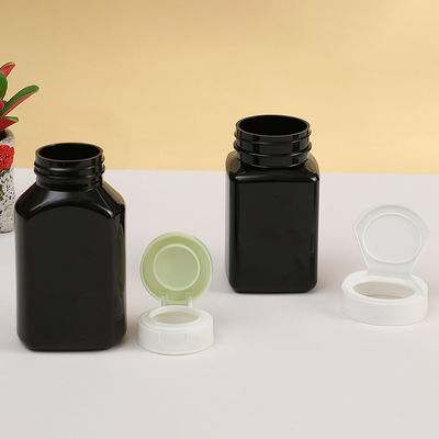 30cc 60cc 80cc 100cc 120cc 150cc 200cc 250cc Black Square Shape Plastic Empty Vitamin Pill Capsule PET Bottle with Flip Cap