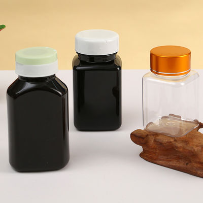 30cc 60cc 80cc 100cc 120cc 150cc 200cc 250cc Black Square Shape Plastic Empty Vitamin Pill Capsule PET Bottle with Flip Cap