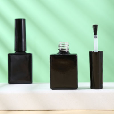 10ml 15ml Rectangular Glass Black Nail UV Gel Polish Packing Empty Square Shape Nail Polish Bottle With Brush for Cosmetic