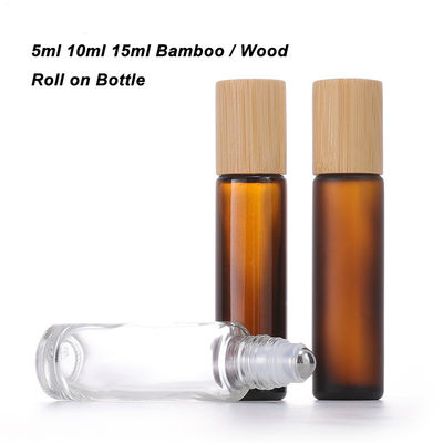 5ml 10ml 15ml Bamboo Wooden Glass Roller Ball Deodorant Bottle for Essential Oil Roll on Perfume without Reed Diffuser