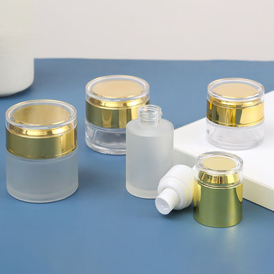 Logo/Graphic Design Label Clear Frosted Cream Jar Sealed Glass Jar for Cosmetics Sample 15g 30g 50g