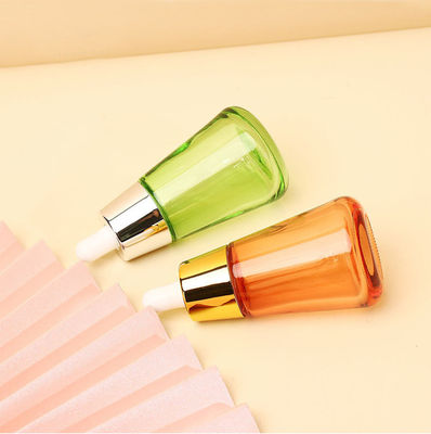 Industrial Cosmetic Elegant 30ml 50ml 1oz 2oz Green Empty Oil Serum Dropper Bottles with Box Customize Unique Cone Shape