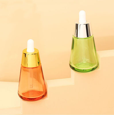 Industrial Cosmetic Elegant 30ml 50ml 1oz 2oz Green Empty Oil Serum Dropper Bottles with Box Customize Unique Cone Shape