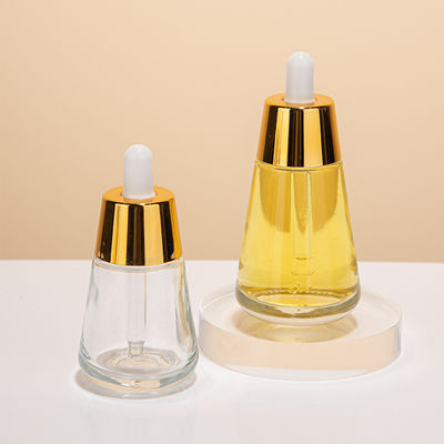 Industrial Cosmetic Elegant 30ml 50ml 1oz 2oz Green Empty Oil Serum Dropper Bottles with Box Customize Unique Cone Shape