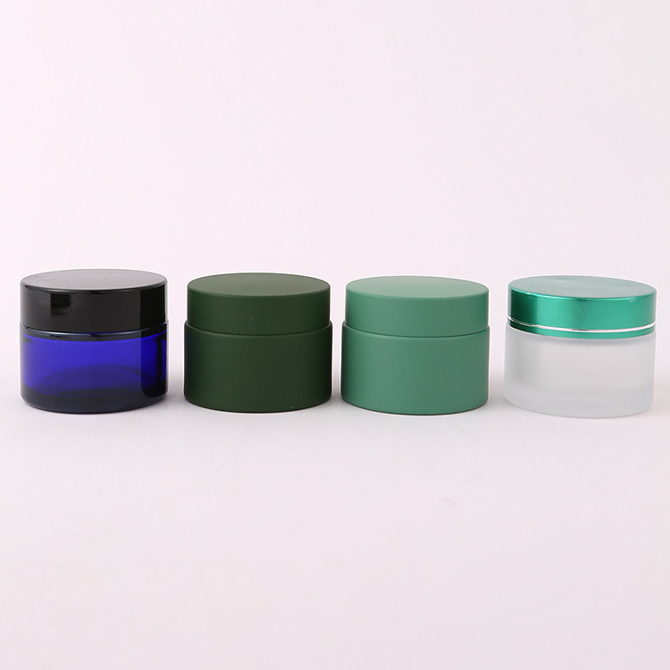 Matte Black Blue Green Cosmetic Bottle Packaging Glass Cream Jar 5g 10g 15g 30g 50g 100g