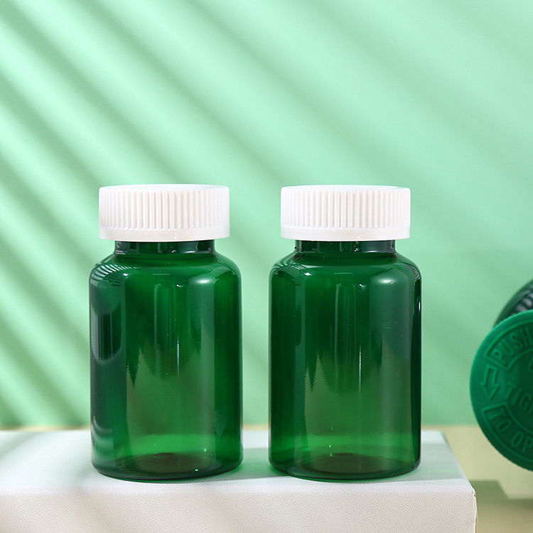 Custom Green PET 150cc 750cc Plastic Jar Medicine Bottle Pill Vitamin Plastic Bottle With CRC Screw Cap Capsule Bottle